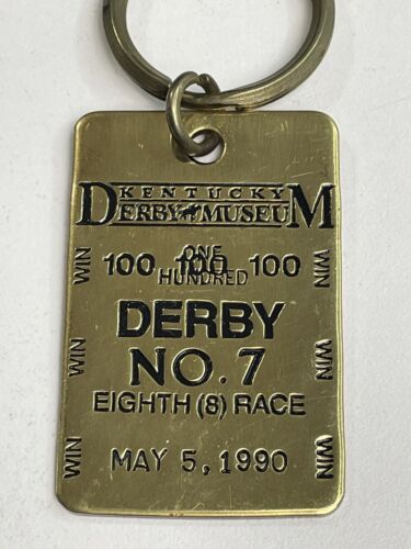 Kentucky Derby Museum Gold Tone Key Chain DERBY NO 7 May 7 1990 - Picture 3 of 9