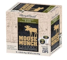 Moose Munch Northwest Blend Single Serve Coffee Cups for Keurig - 18 Count