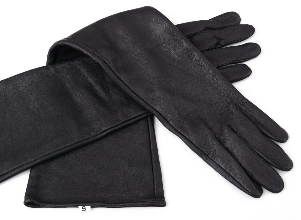 Guantes de vestir largos de ópera de cuero de oveja genuino para mujer (58-60 cm). Foto 2 de 4