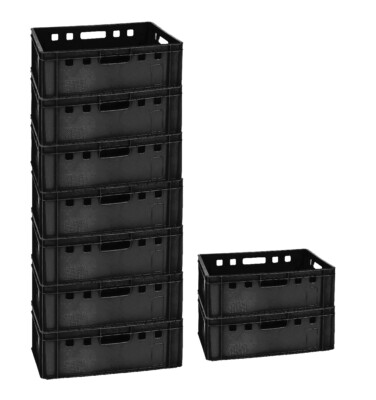 9 Transportkiste Lagerkiste Catering Metzgerkiste E2 60 x 40 cm schwarz NEU