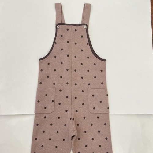 Zara Sz 4-5 Knit Overalls Polkadot pink taupe - Picture 2 of 10