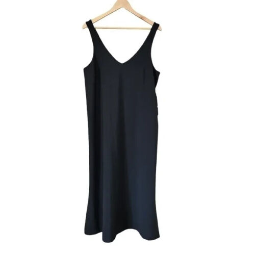 NWT Lululemon Size 10 Black V Neck Midi Dress Sleeveless Side Slits