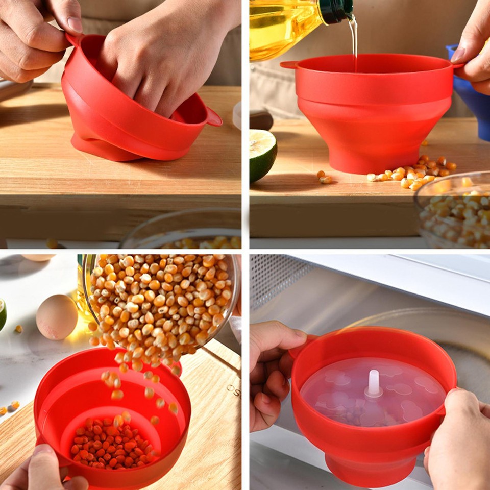 Microwave Silicone Popcorn Popper Maker Collapsible Bowl eBay