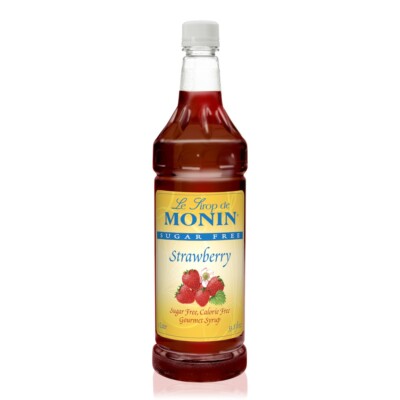 Monin Sugar Free Strawberry Syrup - Bottle (1 Liter), H-Strawberry, 1.0L- sf