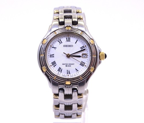 Seiko Two Toned Stainless Watch Water Resist 50M V782-1441 R 1 0770 5 Bar 962396