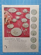 1956 Universal Potteries Ballerina Mist Blue Green Plate Cup Saucer Print Ad