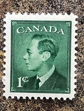 Canada Stamps, 1950 King George VI, 1 ¢ Green, Scott No 289, Mint-NH, Lot # 50A1