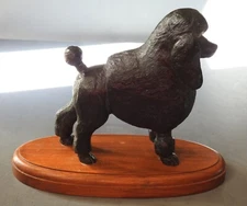 Carved Whittled Wood Poodle Dog Dated & Signed Daniels on Base