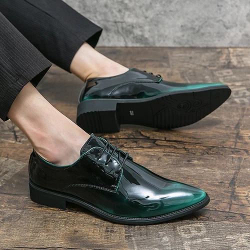 Herren Lackleder Elegant Formell Oxford Business Schuhe Spitz zulaufend Hochzeitsschuhe - Bild 1 von 19
