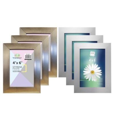 [3er Set] 4''x6'' Silber Foto Bilderrahmen Tischplatte Portrait Poster Wandkunst
