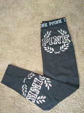 Victoria's Secret PINK Bling Silver Logo Vintage Gym Pant 2017 L New
