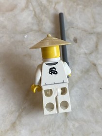 NEW Lego Ninjago SENSEI WU MINIFIG - White Ninja Minifigure w/Tan RICE HAT 9450