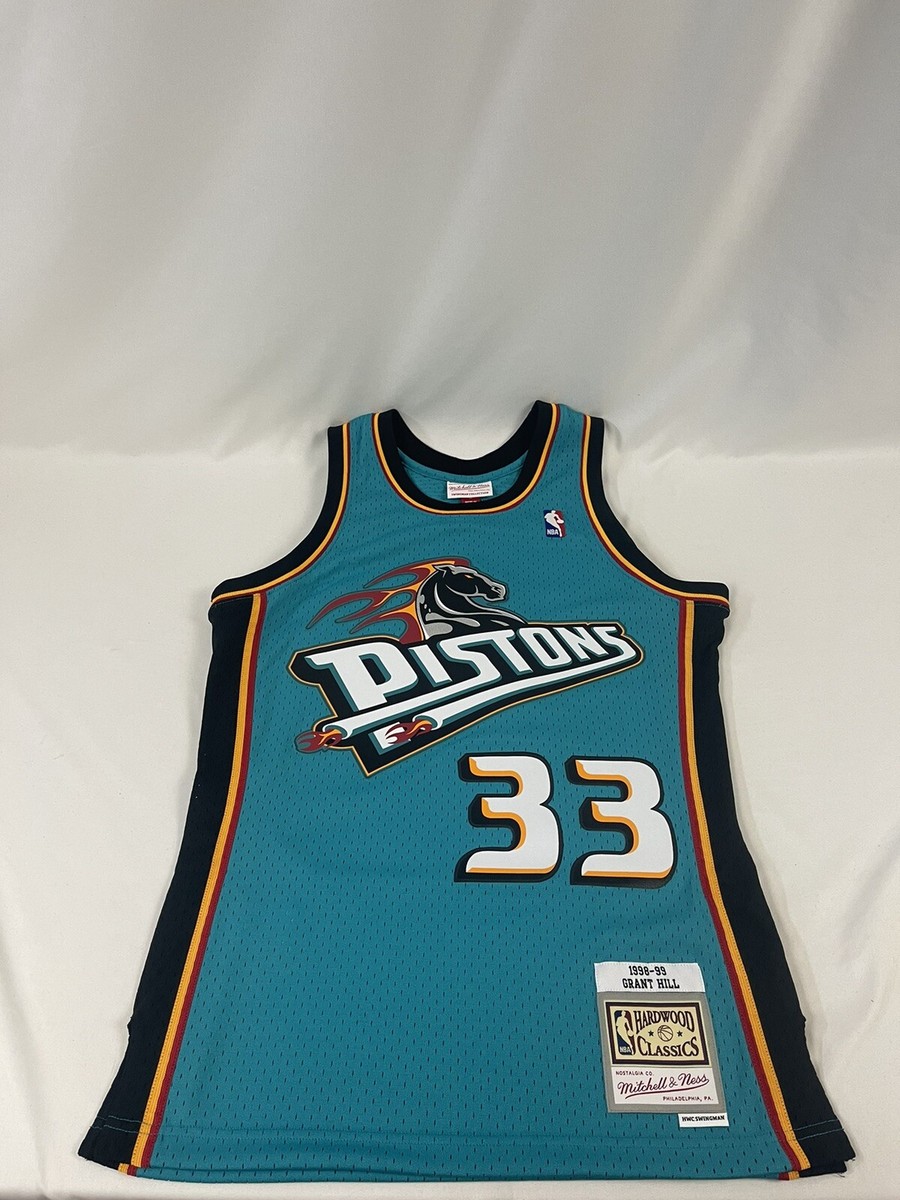 Grant Hill Mitchell Ness Detroit Pistons Teal Jersey 1998-99