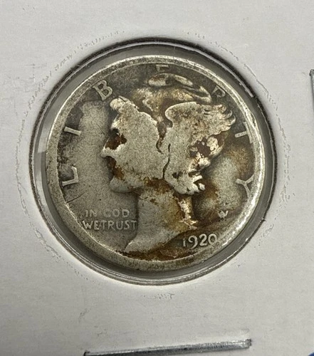 1920 P Silver Mercury Dime - 90% Silver - Good Condition (A)