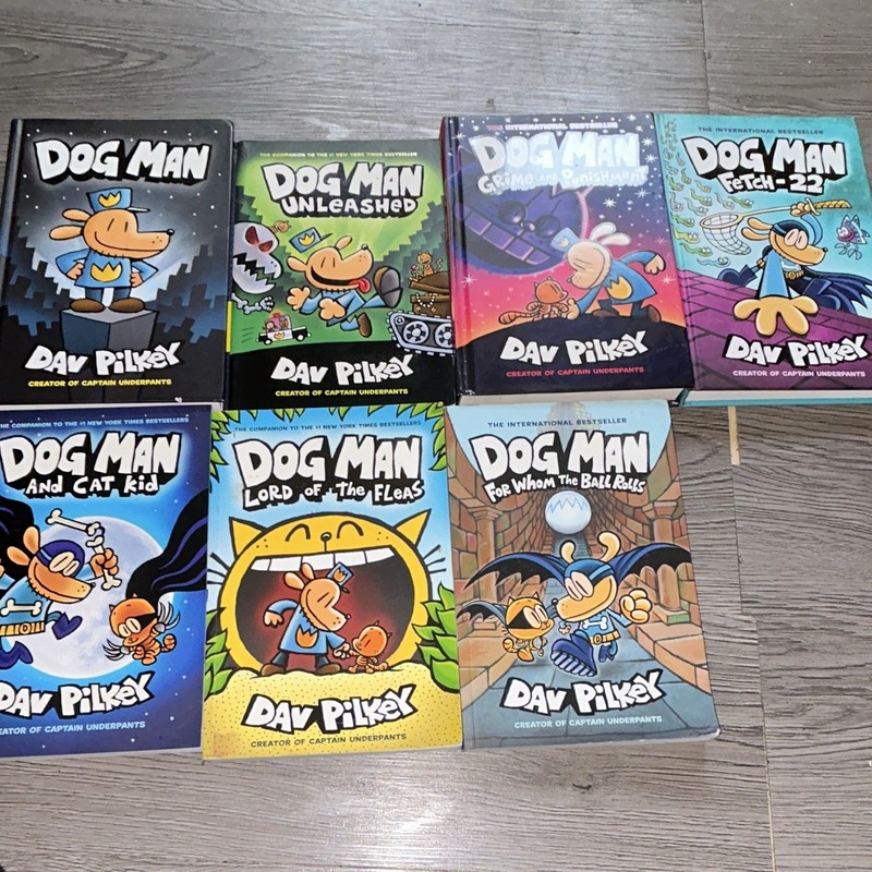 Dav Pilkey Dog Man Hardcover Graphic Novel 7 Book Lot Scholastic Dog Man Cat Kid