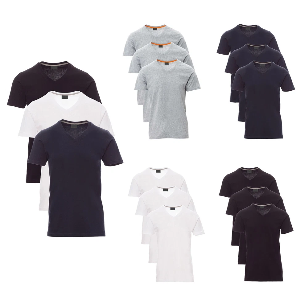 3er Pack Herren T-Shirt V-Ausschnitt V-Neck Kurzarmshirt Kurzarm Shirt Baumwolle - Bild 1 von 1