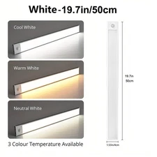 2PCS LED Motion Sensor Cabinet Closet Lamp USB Rechargeable Wireless Strip Light