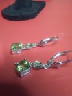 925 leverback Hebei Peridot Earrings 2.5x4.5 mm marquis cut, 6x6mm square cushio — photo 6