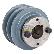 Cast Iron 3.5 Dual Groove Pulley 2 Belt B Section 5l With 1-18 Sheave Bushing