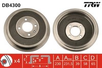 2X Bremstrommel Trw DB4300 FüR Seat Vw Inca 6K9 9K9A 9K9B Caddy 2 16V Sdi Tdi