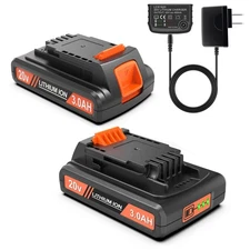 2 Packs 3000mAh 20v Batteries and Charger, Replacement for Black and Decker 2...