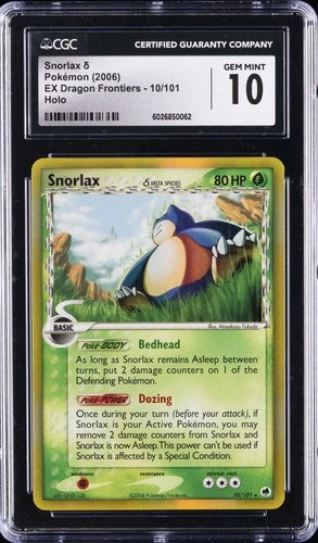 2006 POKEMON EX DRAGON FRONTIERS HOLO #10 SNORLAX CGC 10