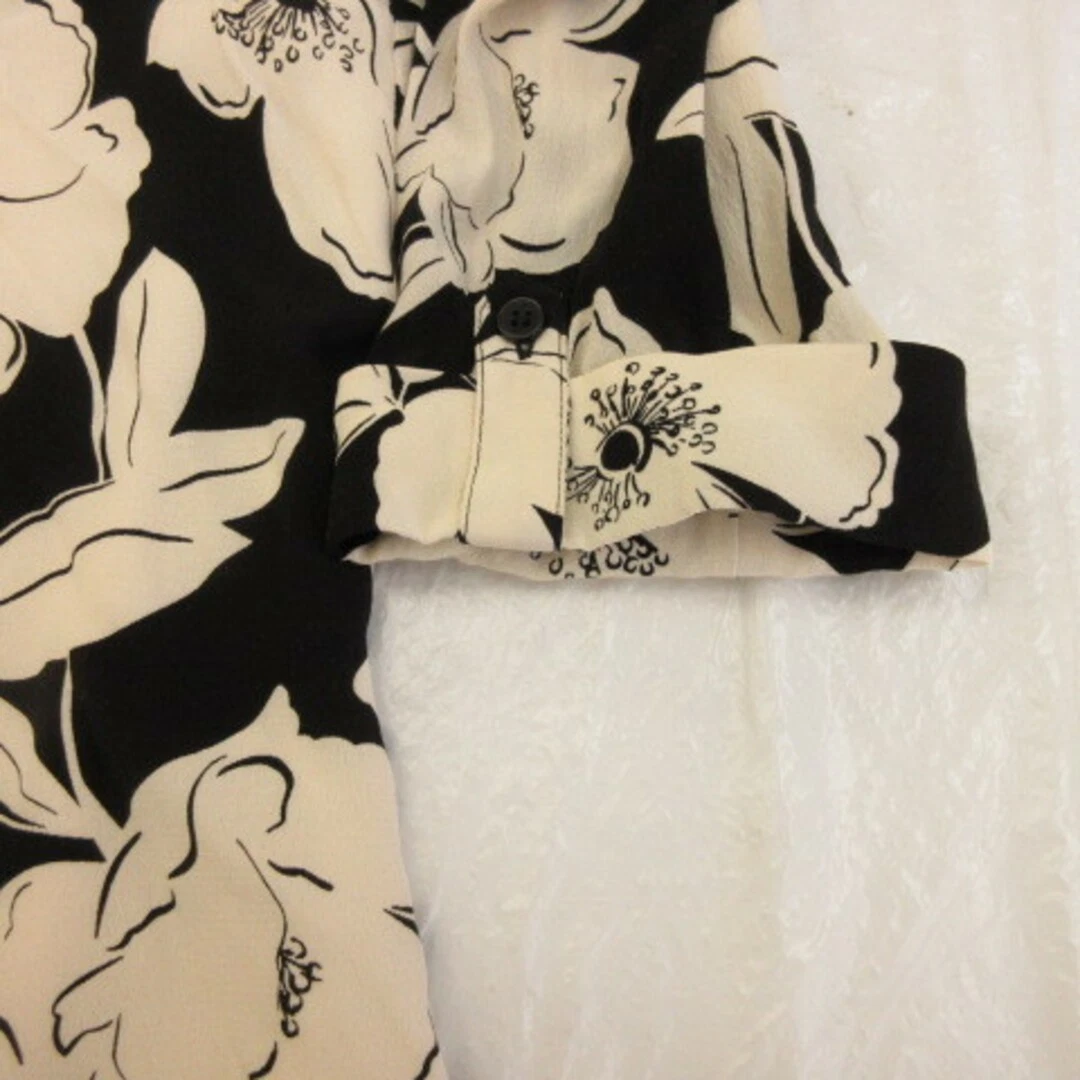 OFF WHITE Abito camicia HOBBS manica lunga floreale bianco sporco nero 38*A505 DE 38 usato607