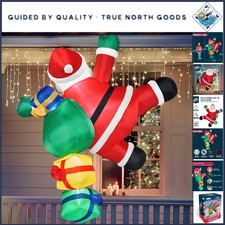 Certified 6 FT Climbing Santa Inflatable with Multicolor LED Lights for Xmas