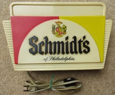 Schmidt's Of Philadelphia Beer Vintage Light Up Bar Sign 1962 No Bulb Plastic