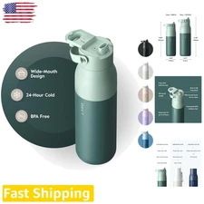 Stylish 23oz Eucalyptus Green Insulated Water Bottle - Ideal for Sports & Travel