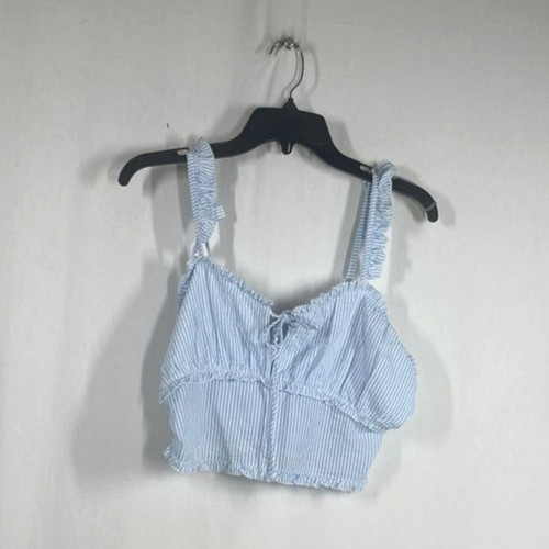 NWOT Moon Orchid Women's White & Blue Striped Crop Top - Size M
