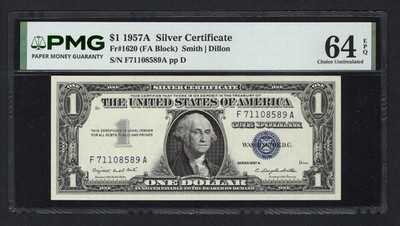United States-Silver Certificate 1 Dollar 1957A Fr#1620 (FA Block) UNC Grade 64