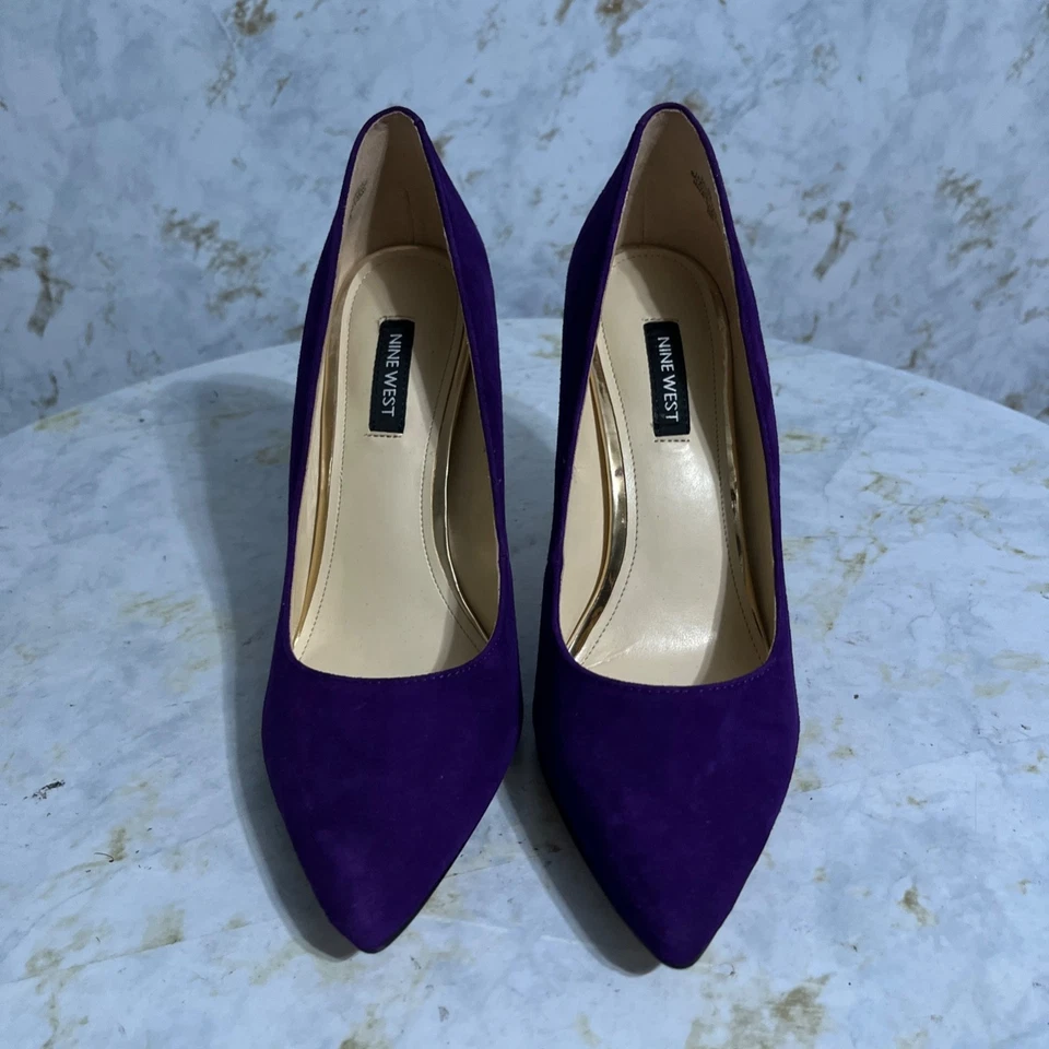 Zapatos para mujer Nine West talla 8M púrpura gamuza bomba comodidad carrera moda tacones Foto 3 de 4