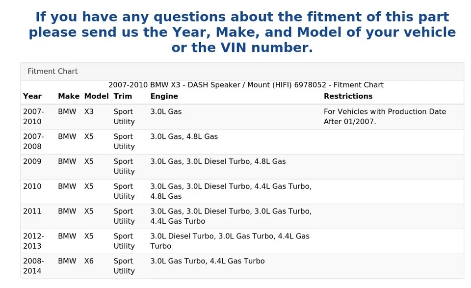 BMW X3 2007-2010 - Altavoz/montaje DASH (HIFI) 6978052 Foto 4 de 4