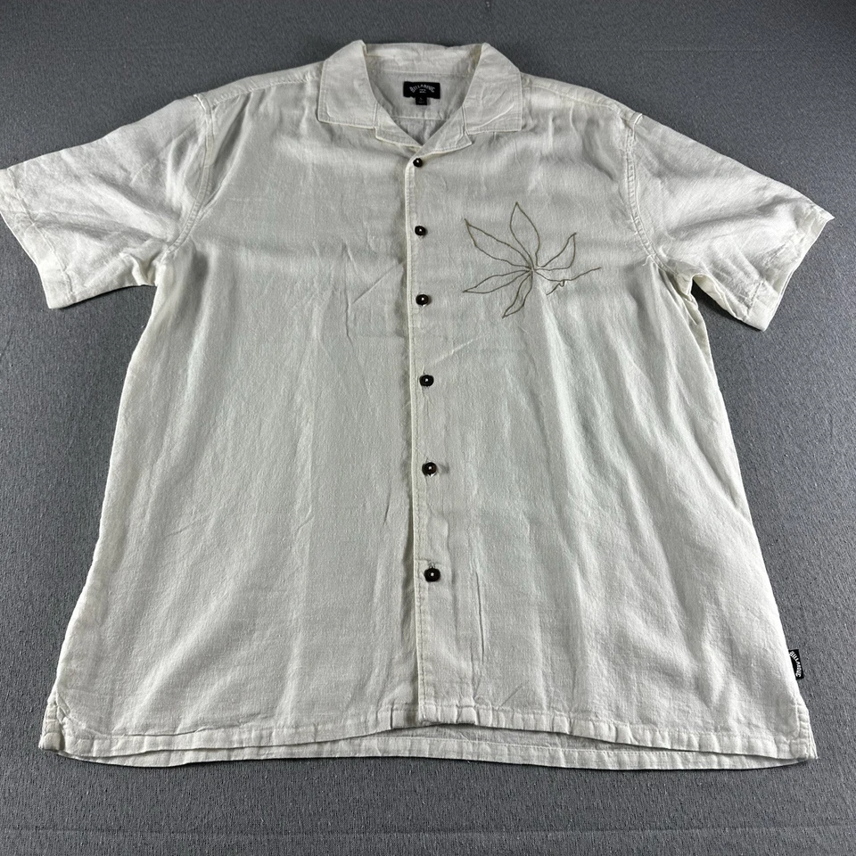 Гавайская рубашка Billabong мужская большая на пуговицах пальмовые листья цветочный тропический новая - Изображение 2 из 4