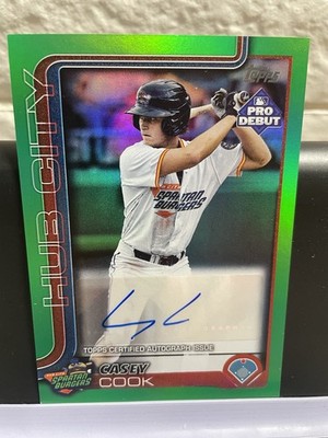 2025 Topps Pro Debut Casey Cook PD188 Auto Green Refractor /99 Texas Rangers