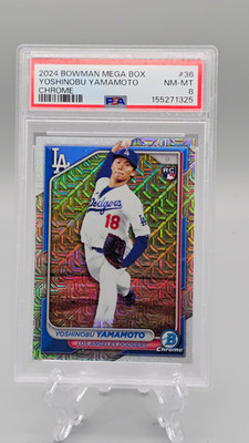 Topps 2024 Bowman Mega Box Chrome Mojo Refractor #36 Yamamoto RC PSA 8