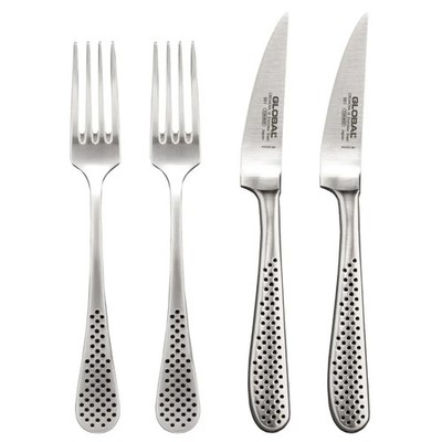NEU Global Steakmesser & Gabel Set Edelstahl Made in Japan 2er Set