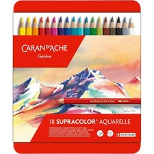 Crayons de couleur - Aquarellable - Caran d'Ache - Supracolor - Boîte 18 couleur