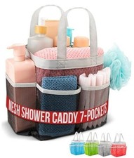 Mesh Shower Caddy - 7 Pocket Portable Bathroom Organizer Tote Portable Black