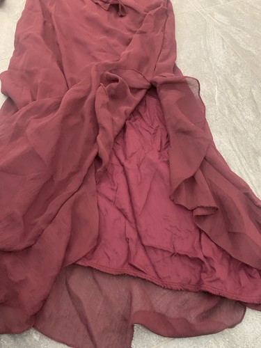 RRP£65 BNWT BOOHOO Crinkle Chiffon Ruffle Midaxi Dress Merlot Sz 10 - Picture 7 of 9