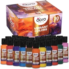 Acrylic Pouring Paint Set - 30 Basic, Neon, Metallic, and Pastel Colors - Easy t