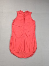Madewell Womens Tank Dress Xs Coral Sleeveless Button Front High Low Hem Tunic