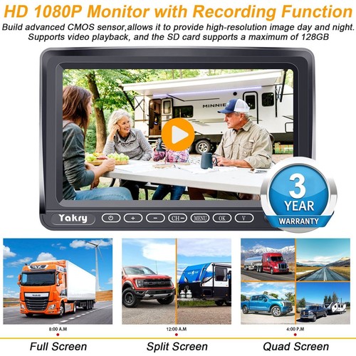 Telecamera Retromarcia Wireless, FHD 1080P 7" Kit Telecamera Retromarcia con Sistema DVR - Foto 4 di 5