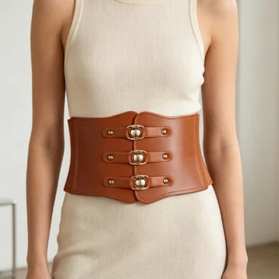 For Women's Elastic Waist Belt For French Retro Style Wide Adjustable Belt - Imagen 1 de 4