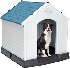 Durable Waterproof Plastic Dog House for Small to Large 26"L 27"W 28"H, Blue
