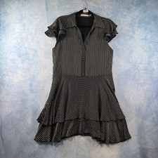 Alice + Olivia Striped Ruffle Tiered Mini Dress Black White Collared Size 10
