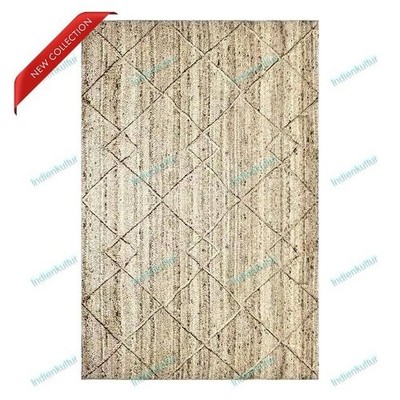 Handgewebter Jute Teppich Boho Vorleger 3 x 5 Fuß Indische Handarbeit