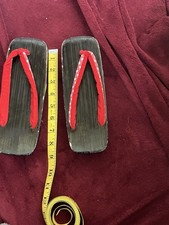 Vintage Japanese Wooden Lacquered Painted Geta Kimono Sandals Geisha Shoes