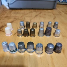 LARGE THIMBLE COLLECTION, ANTIQUE & VINTAGE some sterling silver 